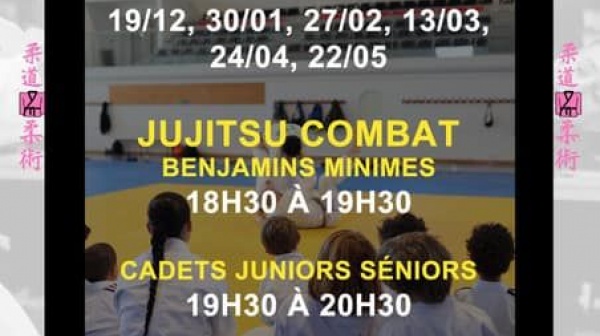 ENTRAINEMENTS DEPARTEMENTAUX  JUJITSU  - MARSEILLE DOJO DE BOUGAINVILLE - 6 DATES A VENIR